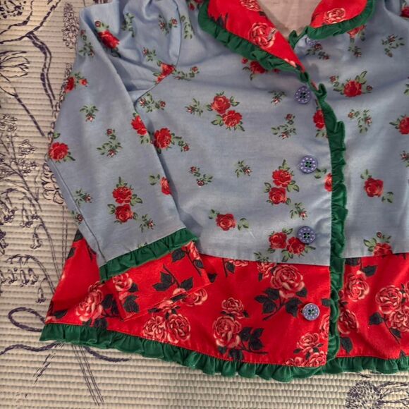Matilda Jane Long Winter's Nap girls' red plaid ruffle pajama set, size 4t - Picture 5 of 6